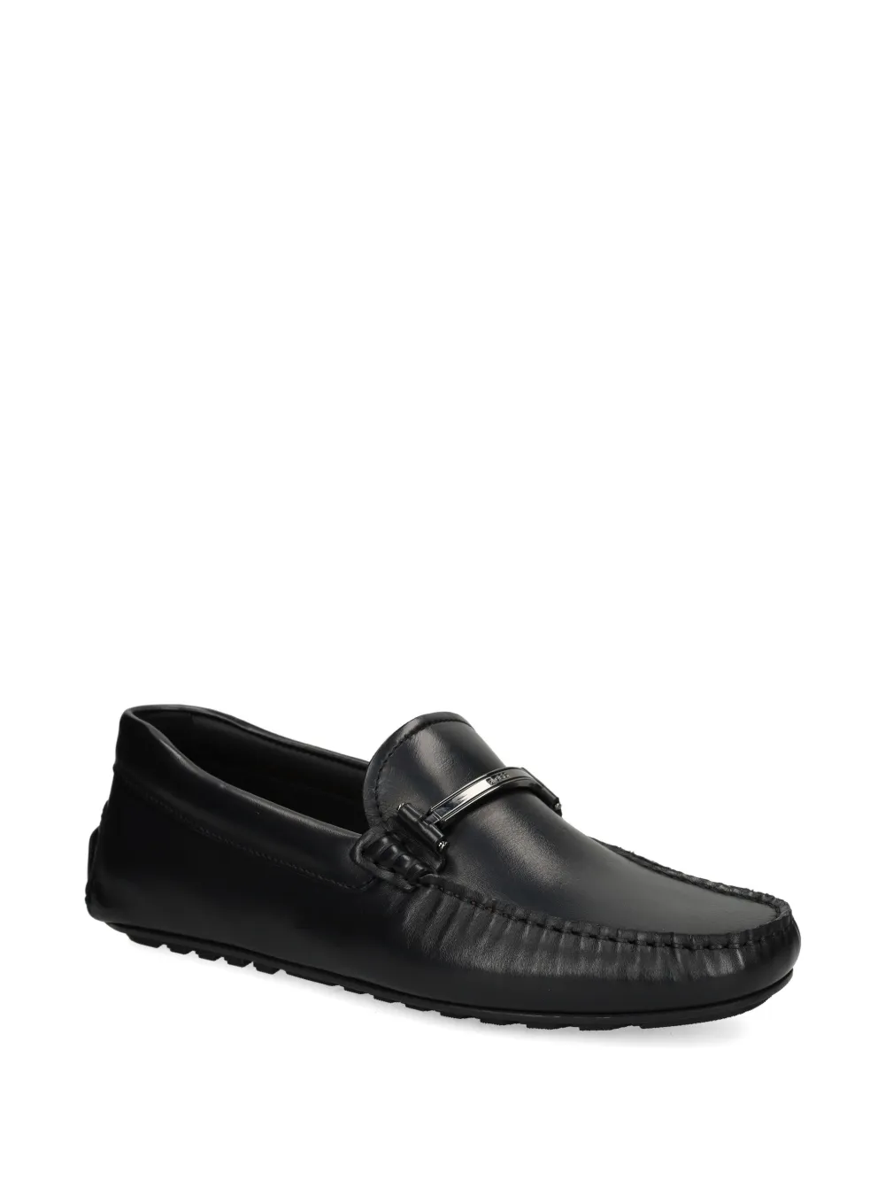 BOSS logo-bar loafers Black