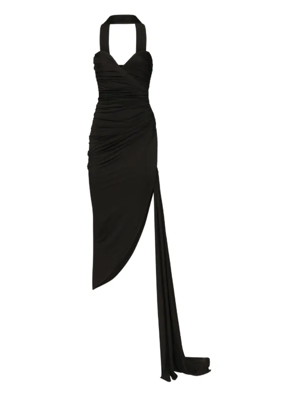guess asymmetrical dress Guess Asymmetrical Neck Long Beaded Sleeve with Slit Sheath Midi Dress