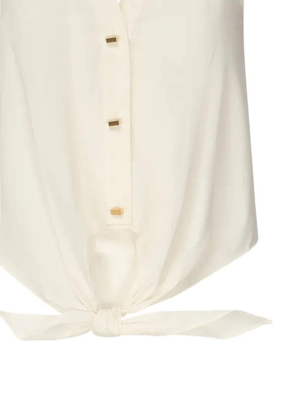 Marciano button-front tie-front Top | White | FARFETCH CA