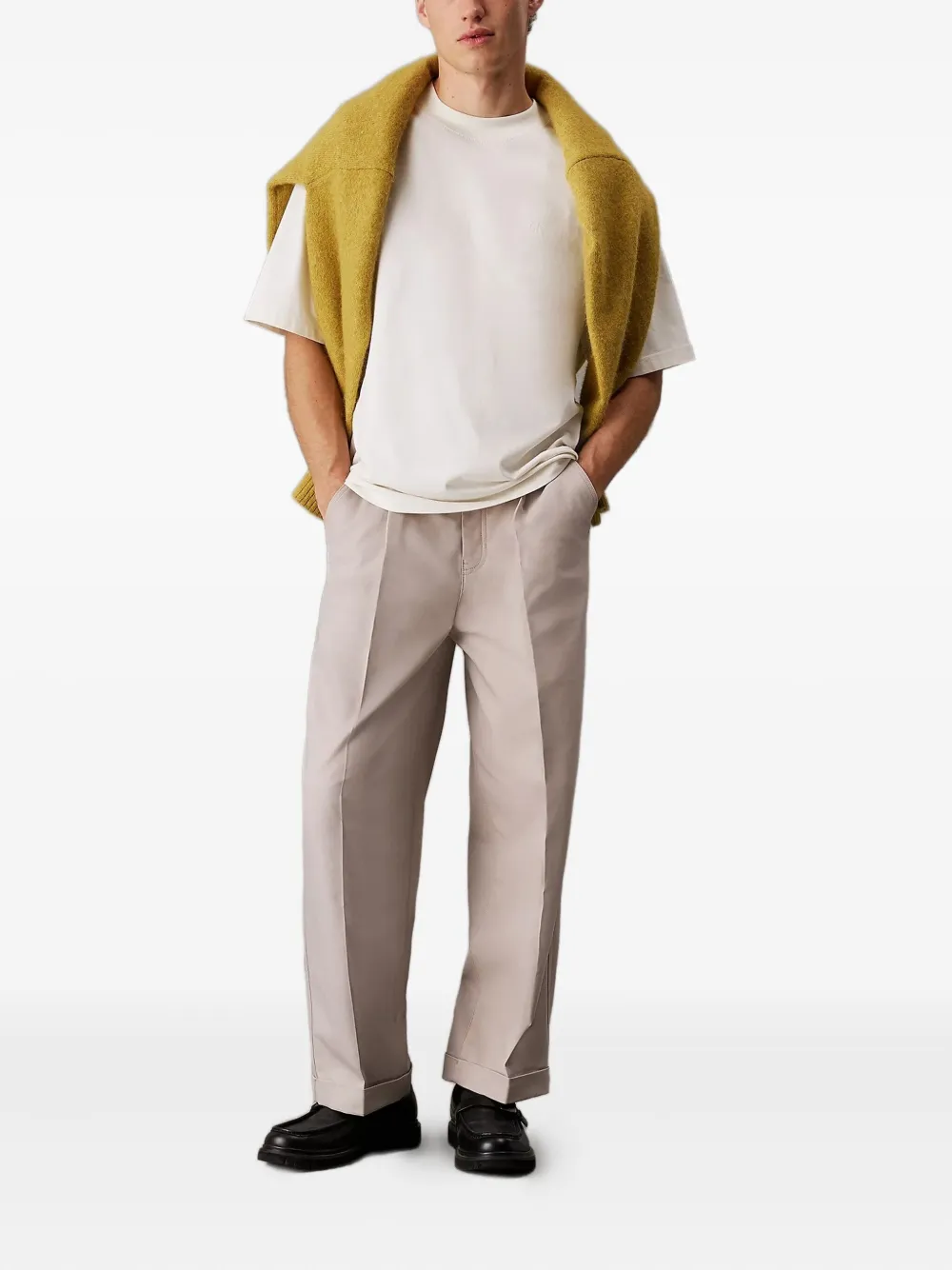 Calvin Klein Broek met geplooide voorkant - Grijs
