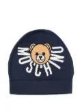 Moschino Kids teddy-embellishment beanie - Blue