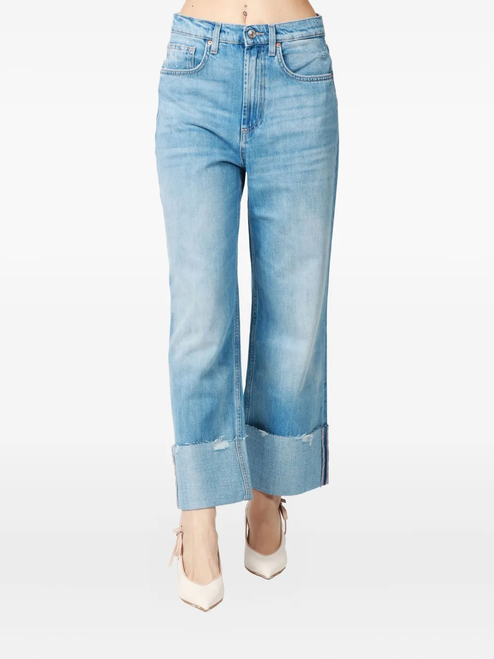 Vicolo Distressed Straight-leg Jeans In Blue