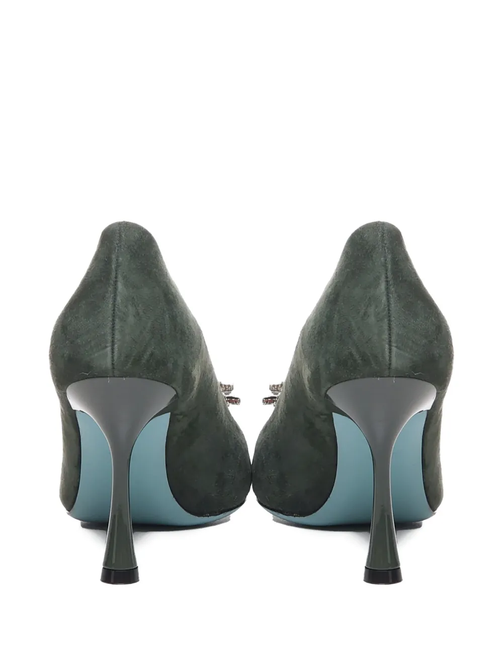 Fratelli Russo crystal-embellished suede pumps Green