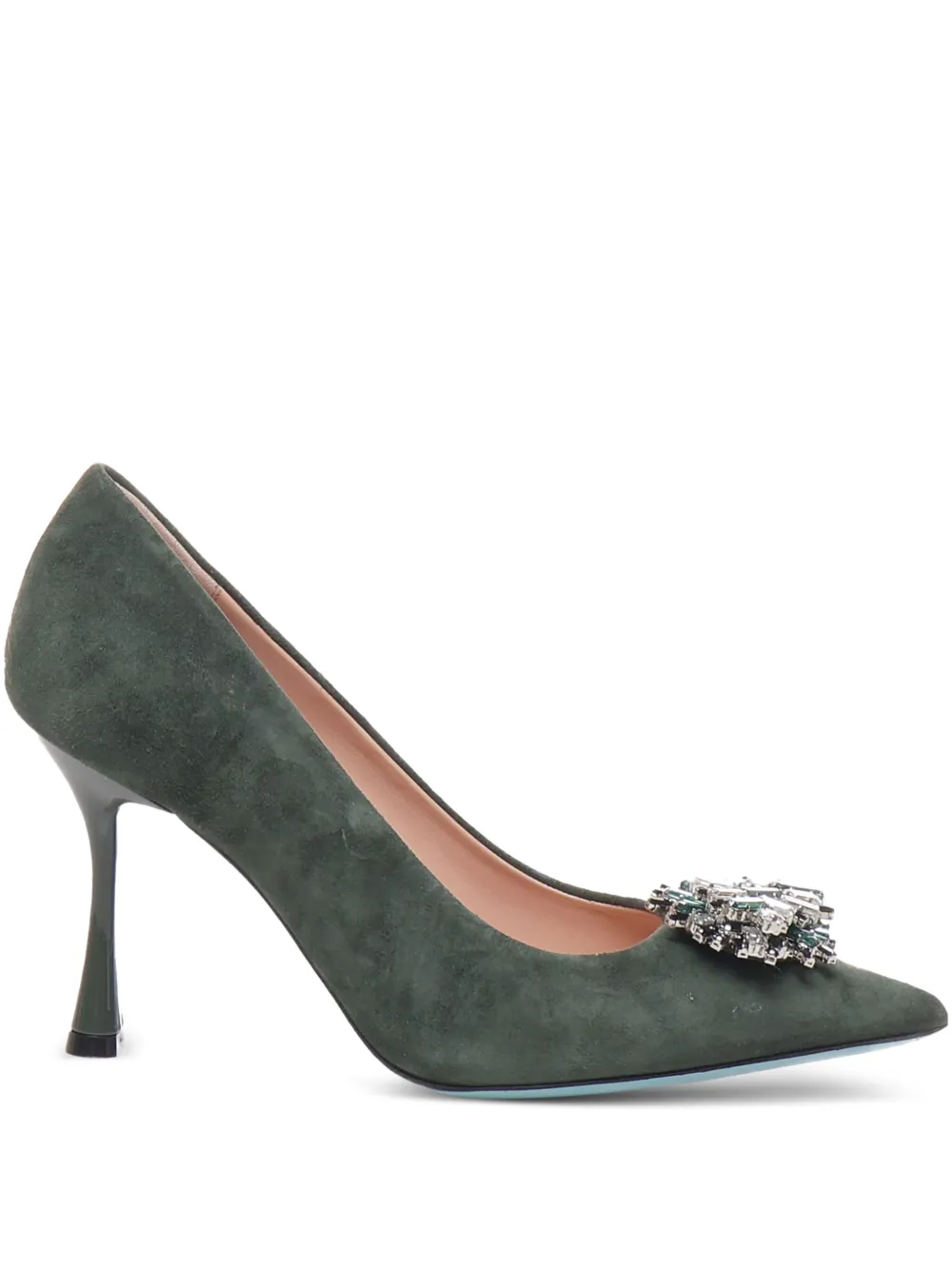 Fratelli Russo crystal-embellished suede pumps | Green | Image 1