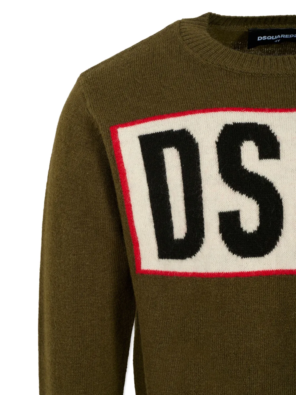 DSQUARED2 KIDS Wollen trui met intarsia logo Groen