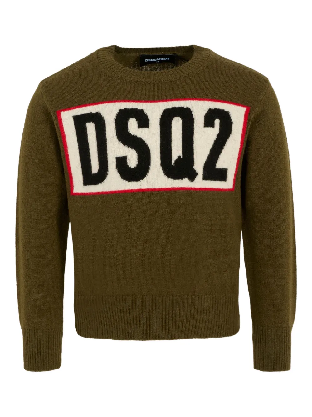 Dsquared2 Kids' Logo-intarsia Wool Sweater In Brown
