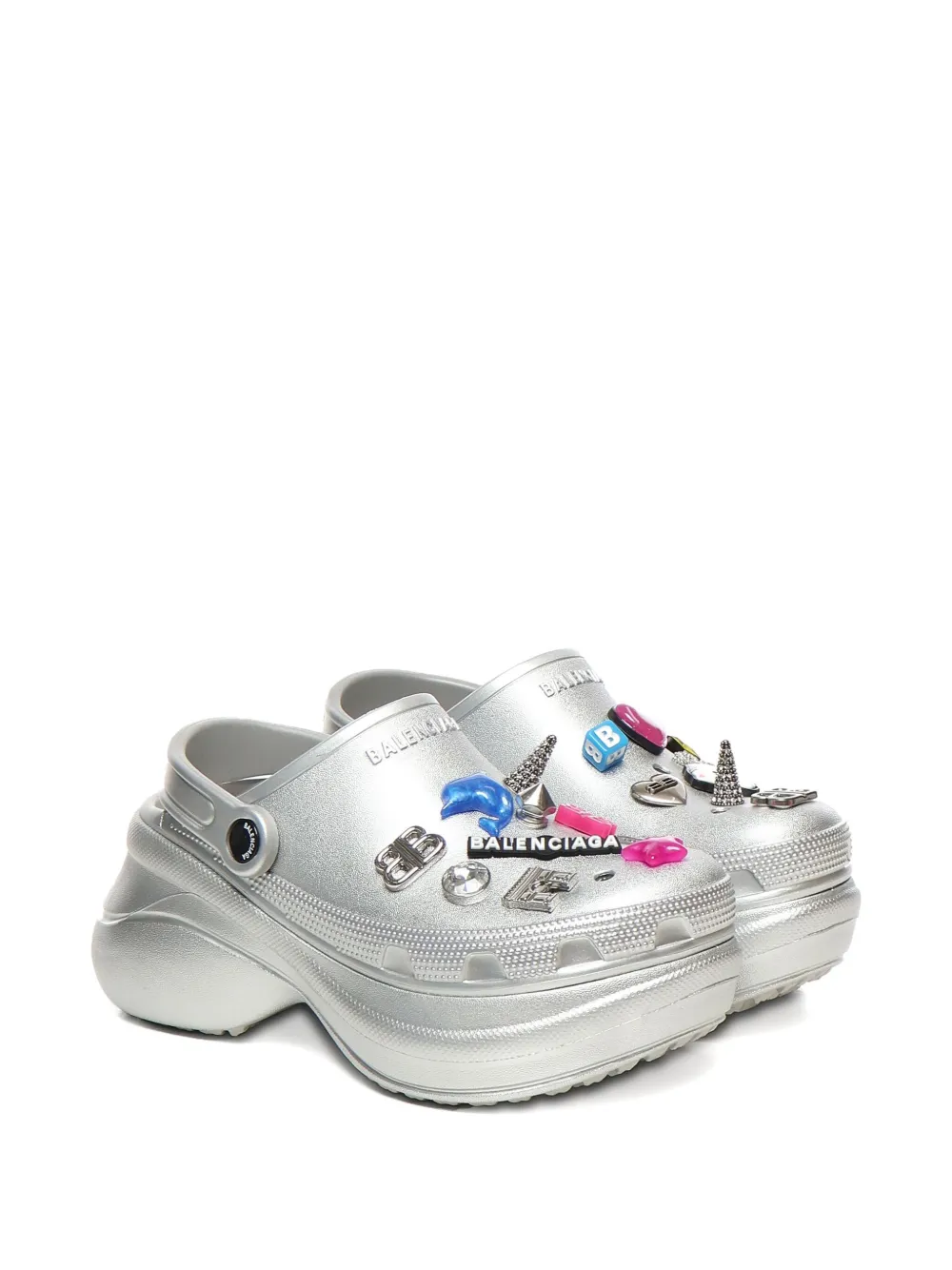 Balenciaga x Crocs platform embellished mules Zilver
