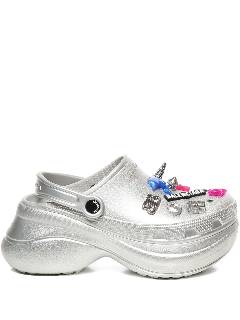 Balenciaga x Crocs platform embellished mules Zilver