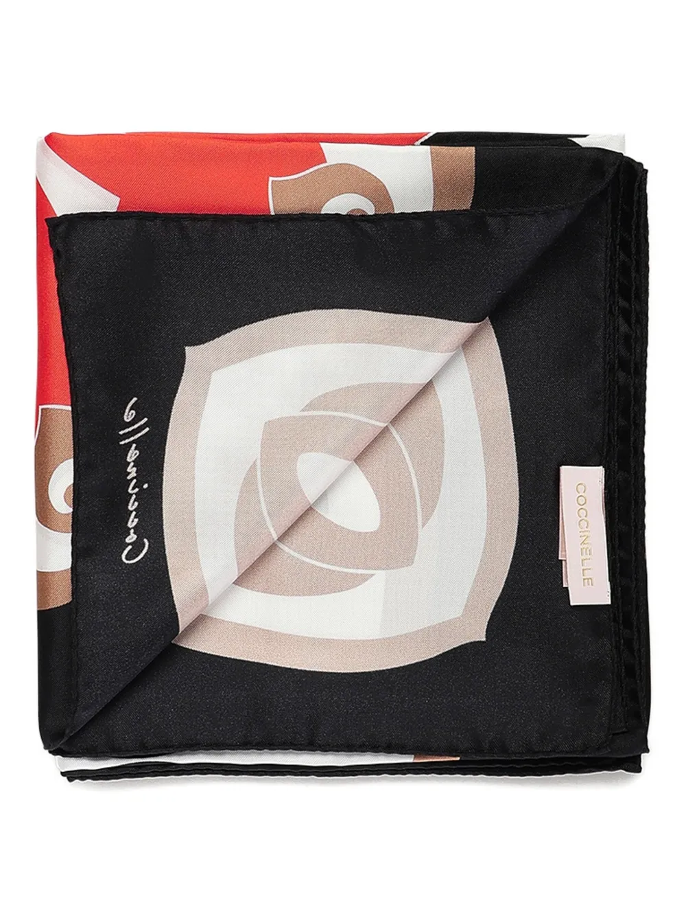 Coccinelle geometric-print silk scarf Zwart