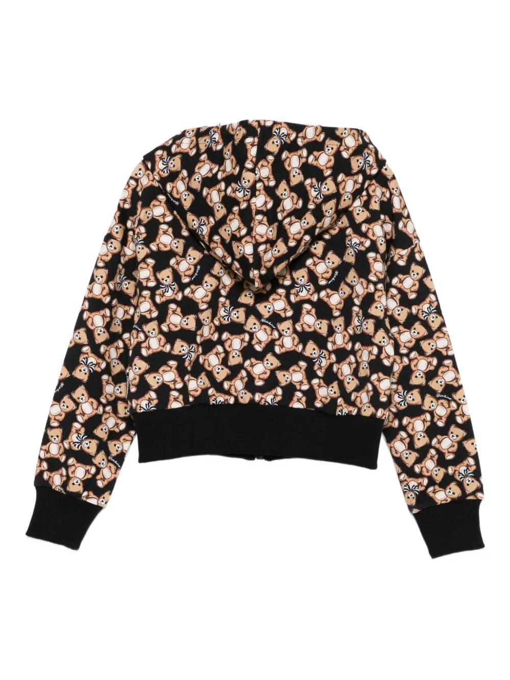 Moschino Kids teddy-print zip-fastening hoodie Zwart