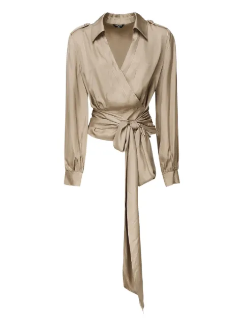 Marciano wrap-effect balloon-sleeve blouse