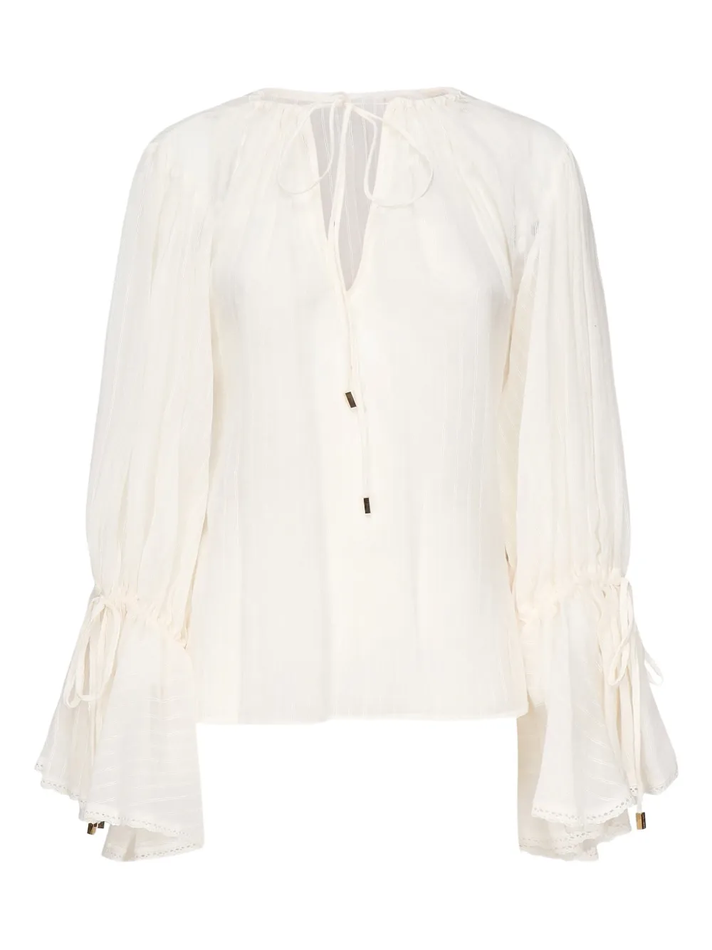 Marciano neck-tie flared-sleeve blouse | White | Image 1