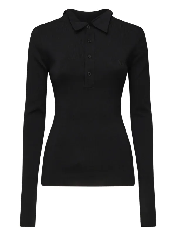 Balenciaga Ribbed Polo Shirt in Black