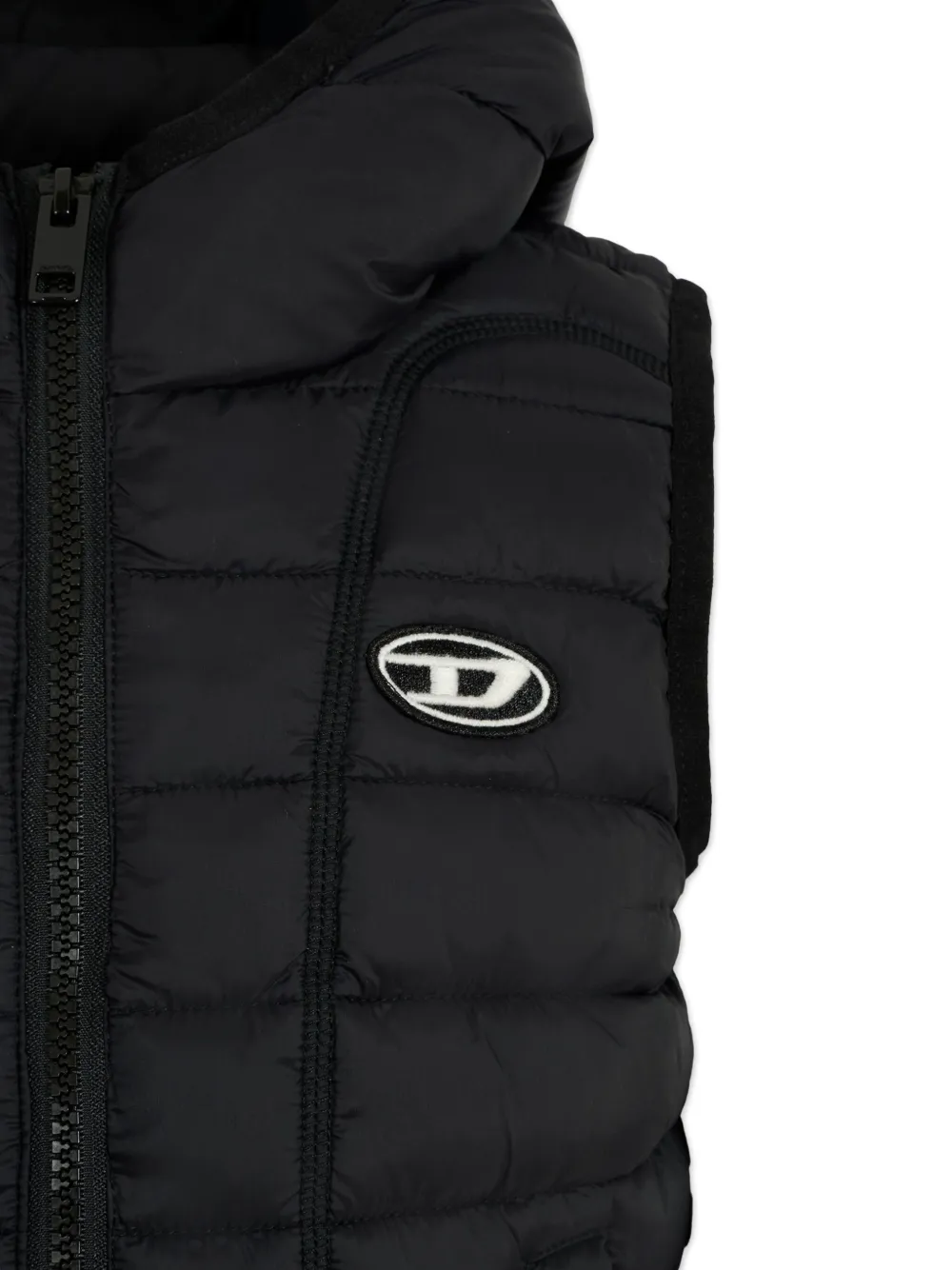 Diesel Kids quilted hooded gilet Zwart