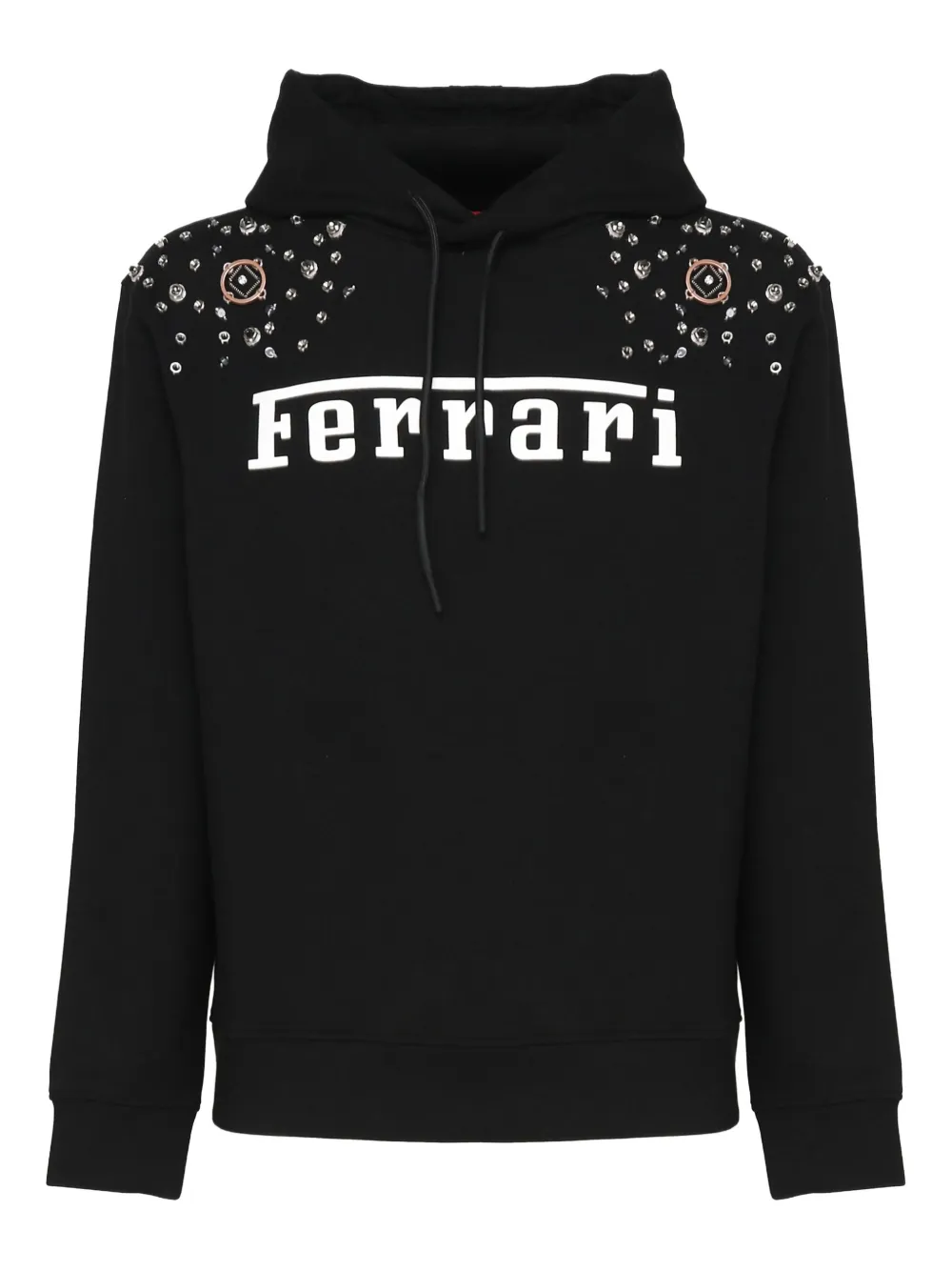 Ferrari embellished-logo hoodie Zwart