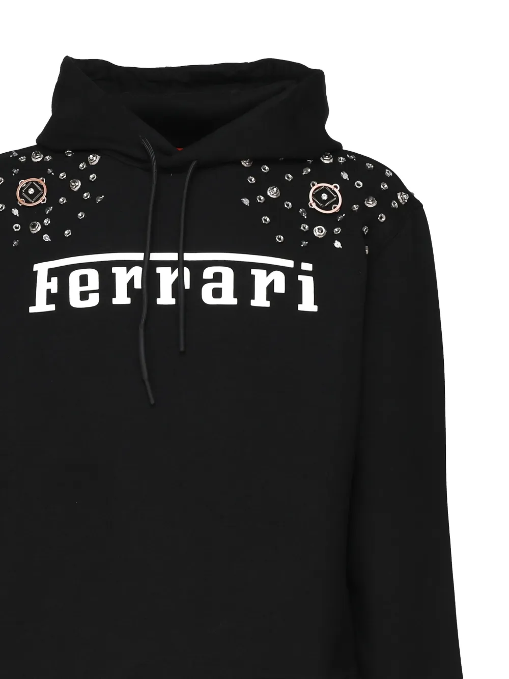 Ferrari embellished-logo hoodie Zwart