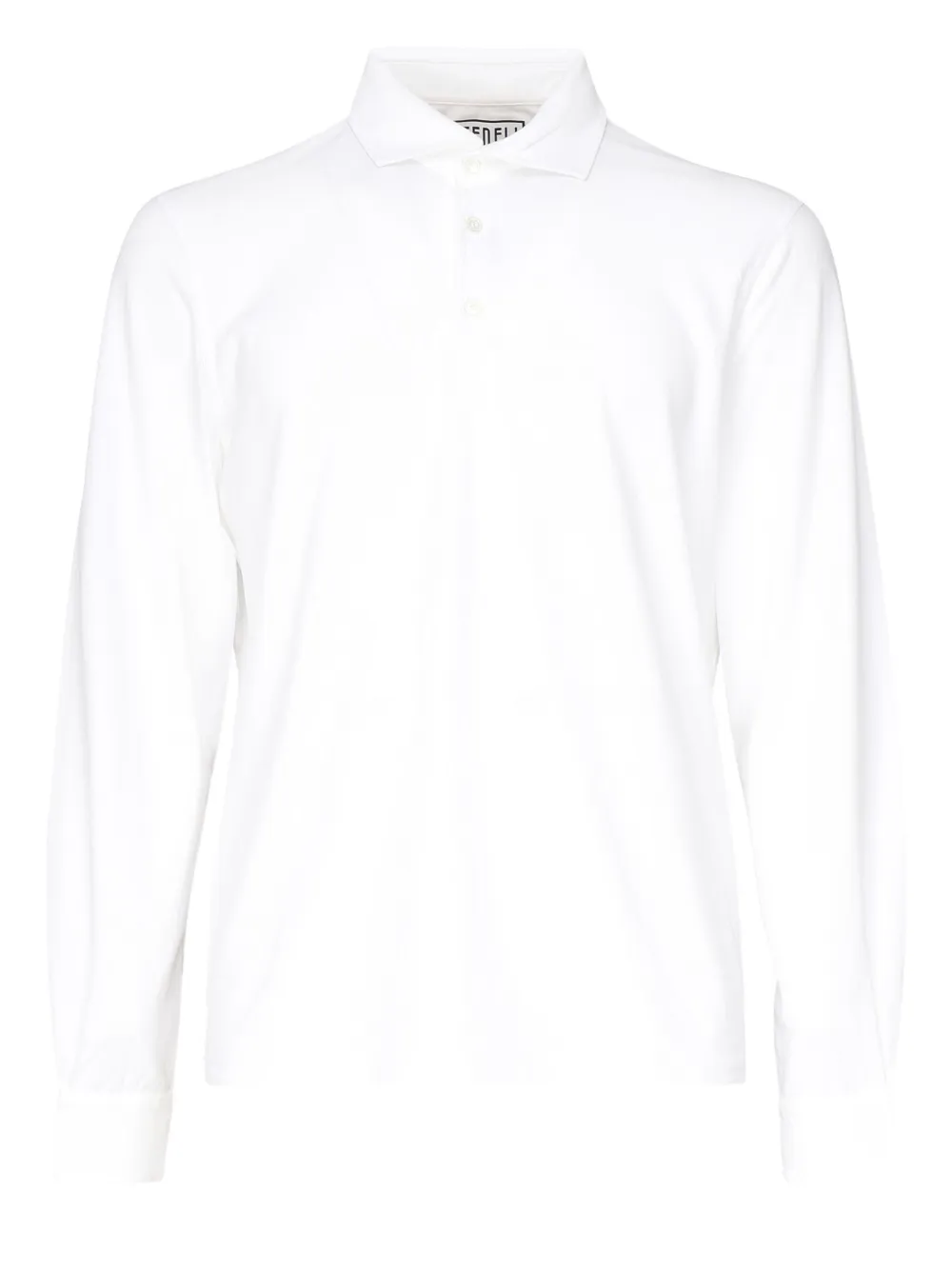 Fedeli long-sleeve mother-of-pearl button polo shirt Wit