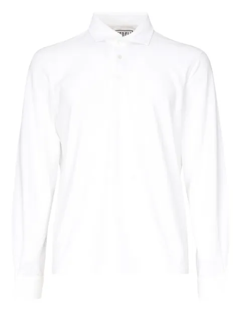 Fedeli Langärmeliges Poloshirt mit Perlmutt-Knöpfen