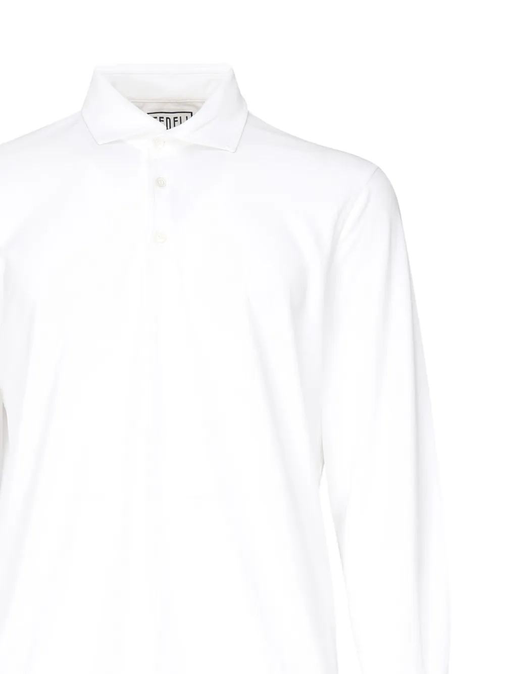 Fedeli long-sleeve mother-of-pearl button polo shirt Wit
