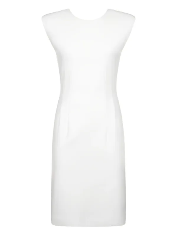 Dondup Padded-Shoulder Midi Dress - White