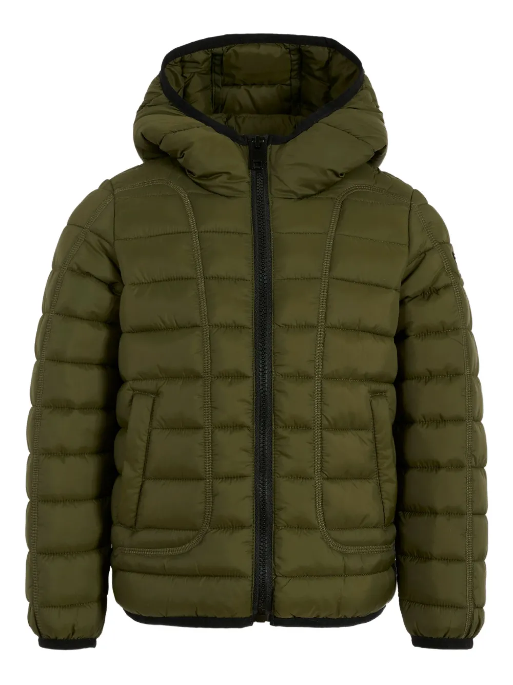 Diesel Kids quilted hooded jacket Groen