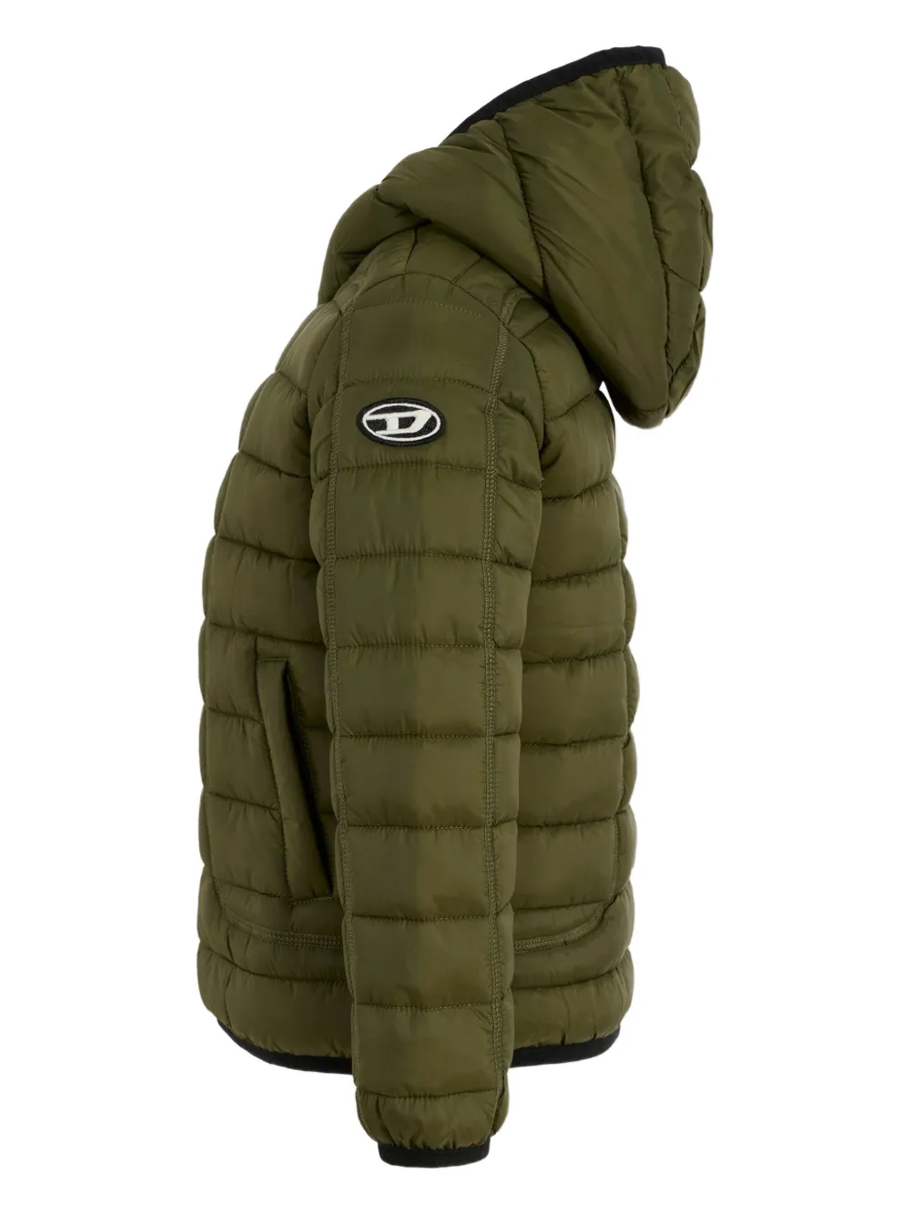 Diesel Kids quilted hooded jacket Groen