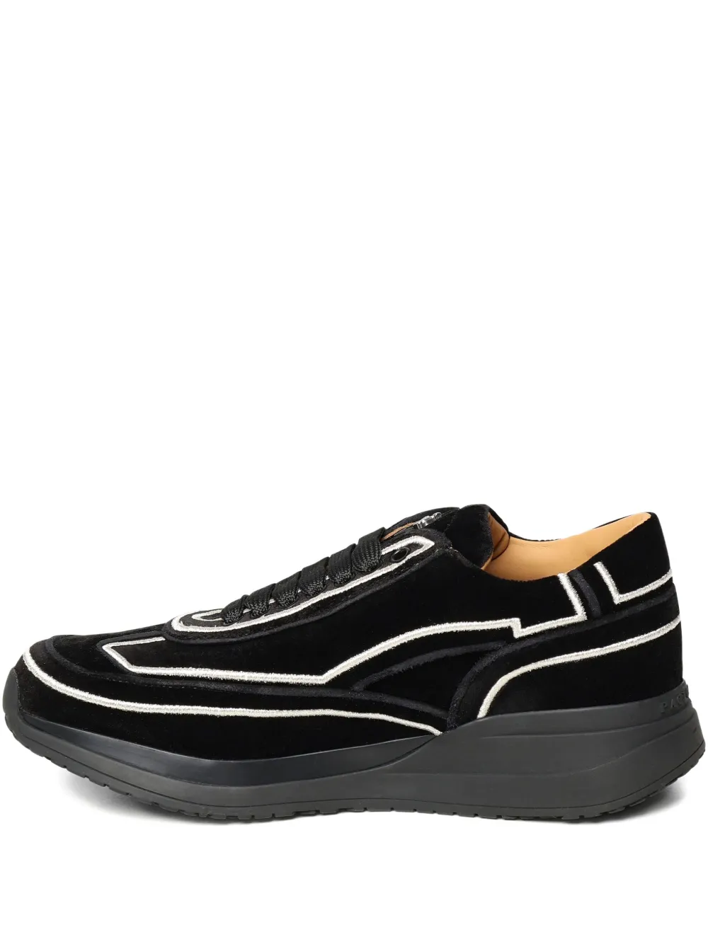 Cesare Paciotti velvet embroidered sneakers Black