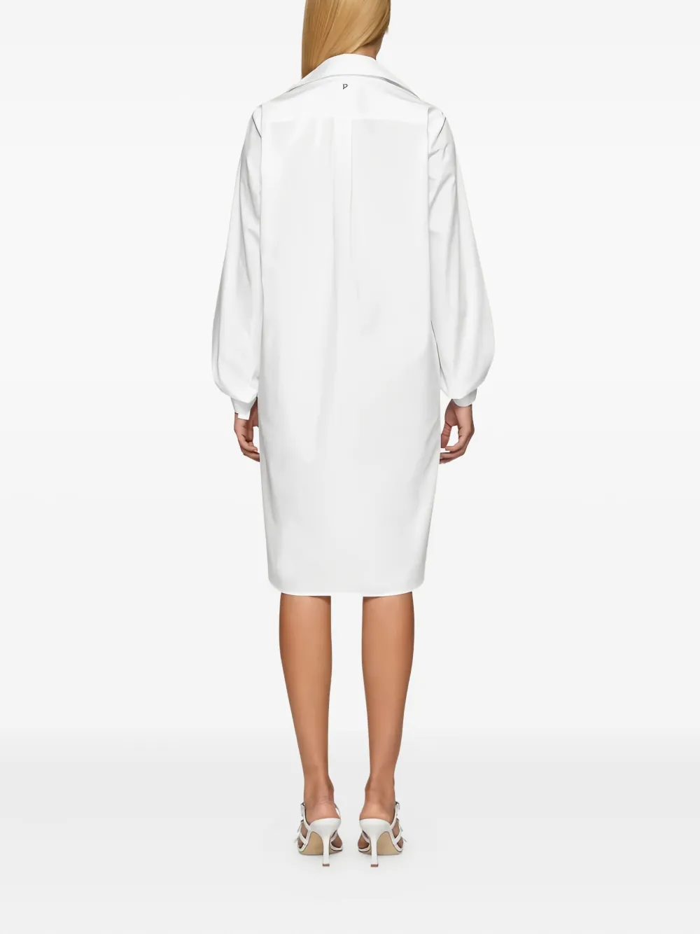 Dondup Balloon-sleeve Midi Shirt Dress In White