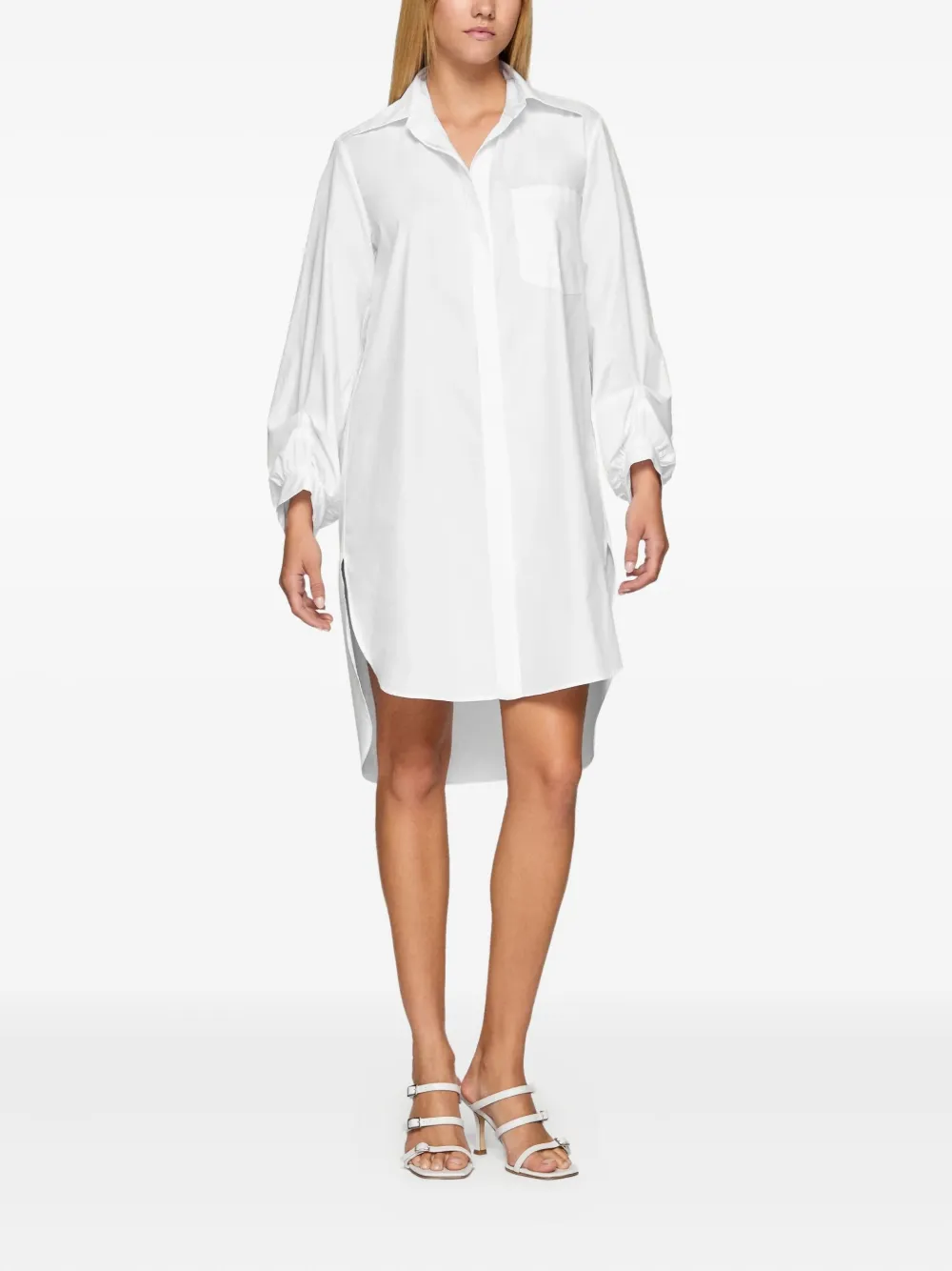 DONDUP balloon-sleeve midi shirt dress - Wit