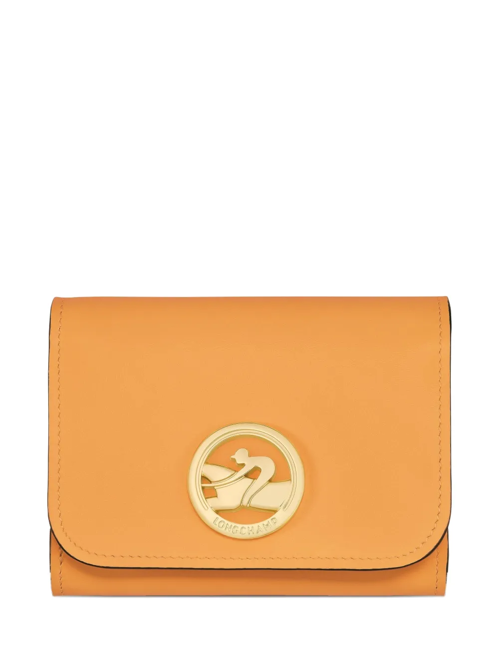 Longchamp logo-plaque tri-fold leather wallet Oranje