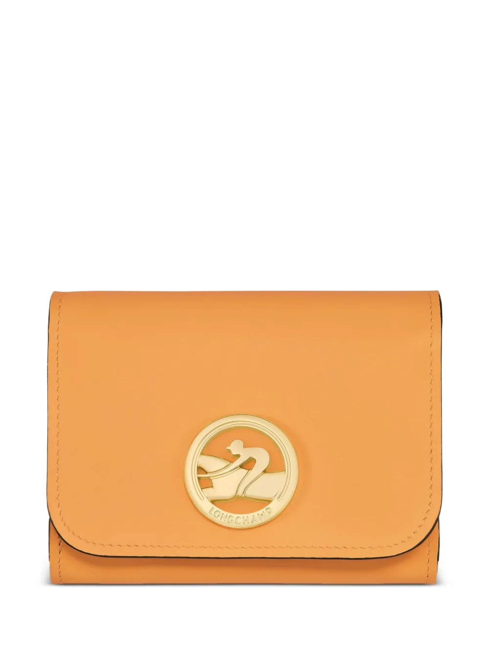 Longchamp logo-plaque tri-fold leather wallet Oranje