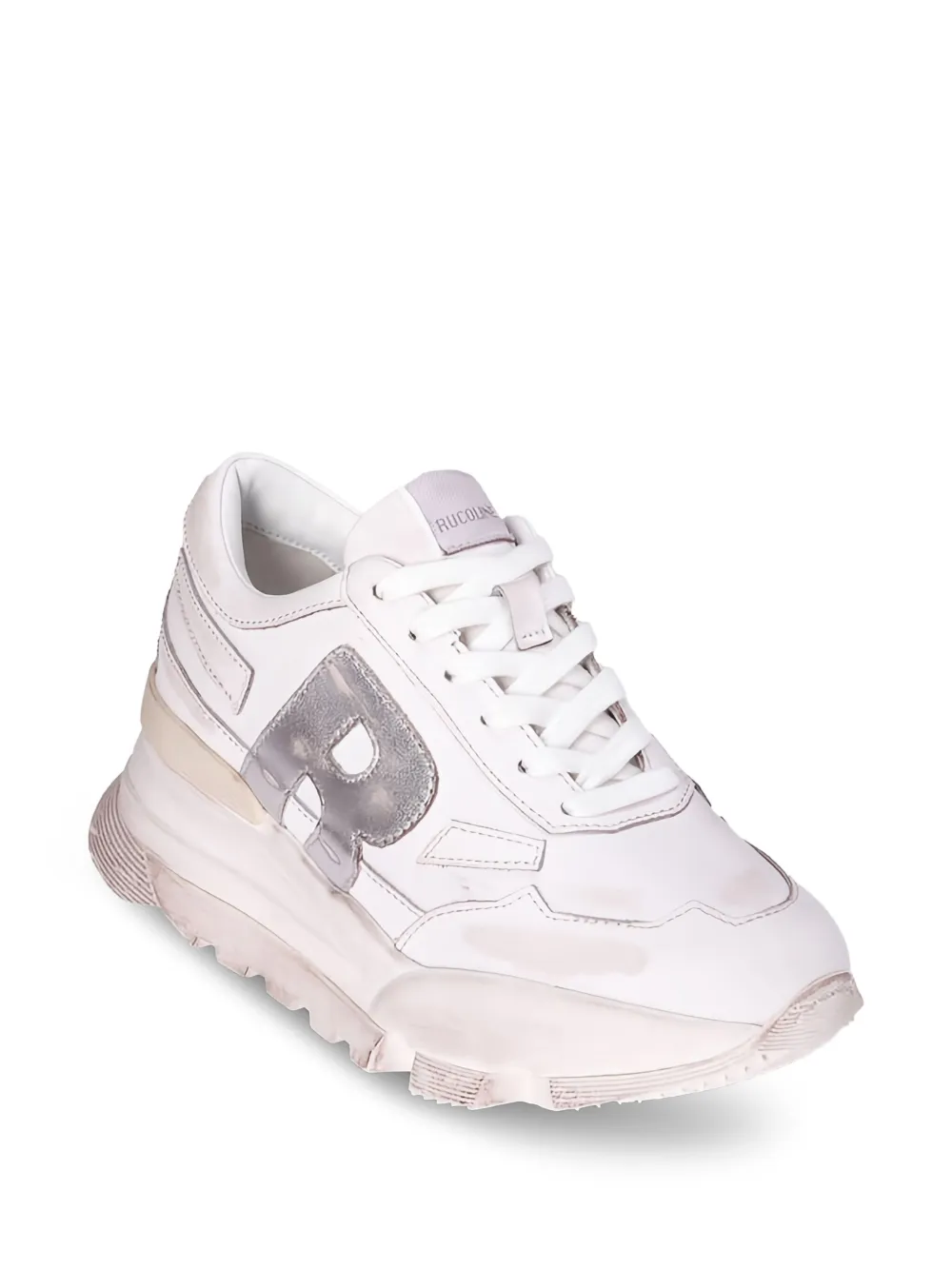 RUCOLINE 304 Pamplona Lam sneakers met plateauzool en logodetail - Wit