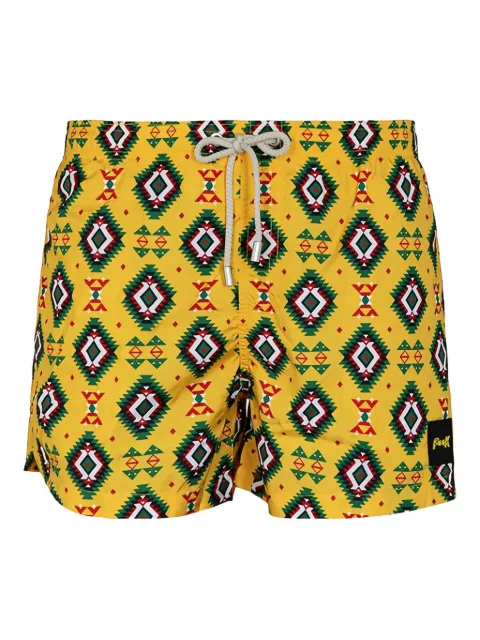 f**k  geometric-pattern swim shorts