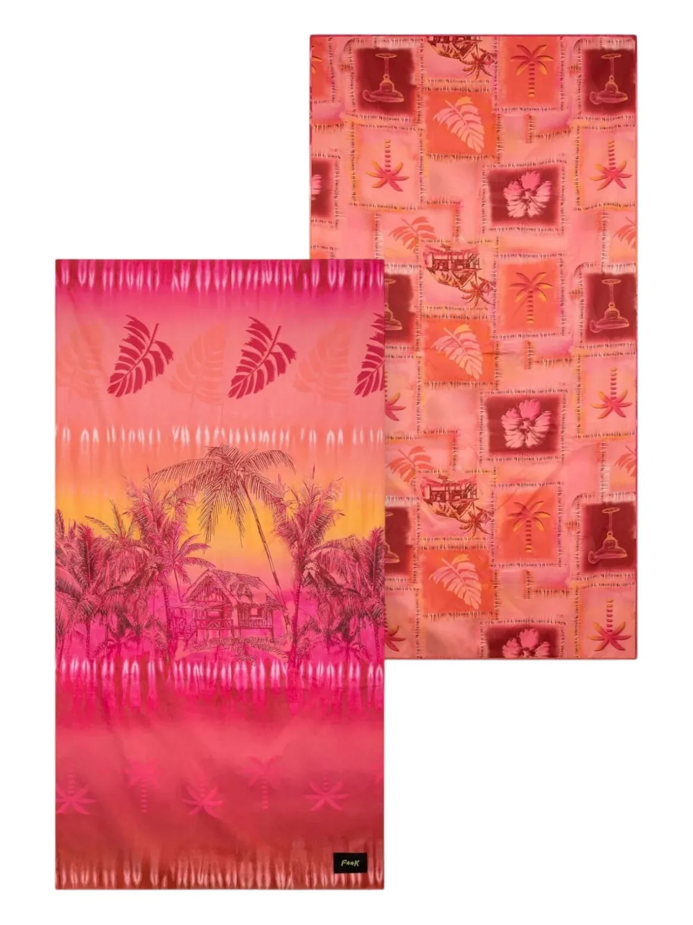 F**k Woman Hibiscus Palm-tree Beach Towel In Red