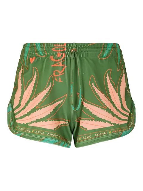f**k  leaf-print drawstring shorts
