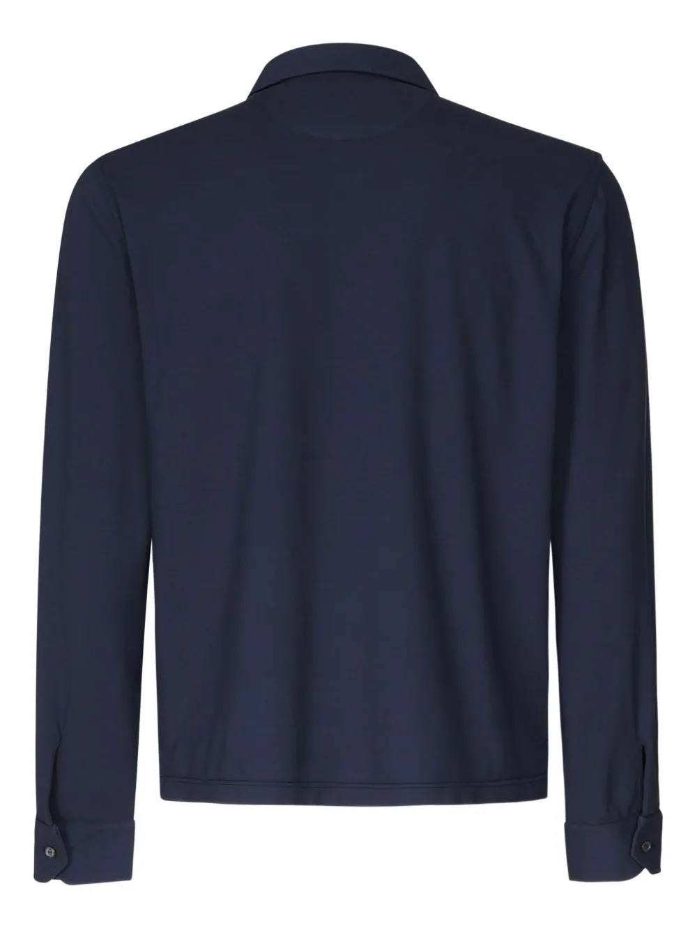 Fedeli mother-of-pearl button long-sleeve polo shirt Blauw