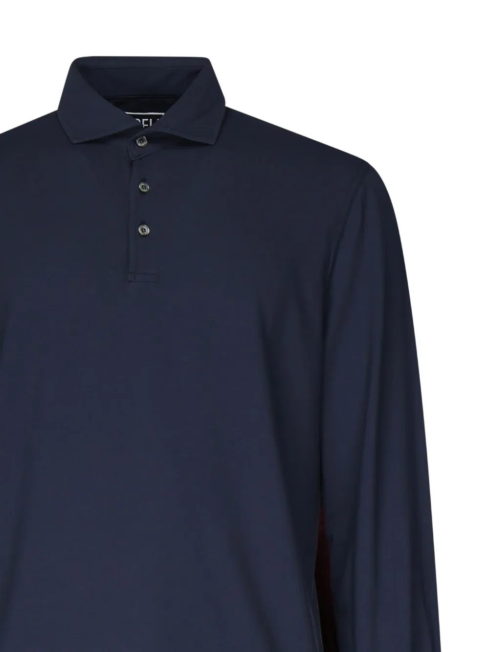 Fedeli mother-of-pearl button long-sleeve polo shirt Blauw