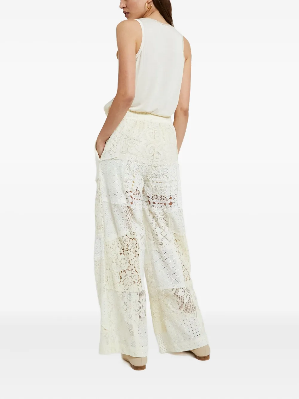 Ottod'Ame Broek met kanten vlakken Beige