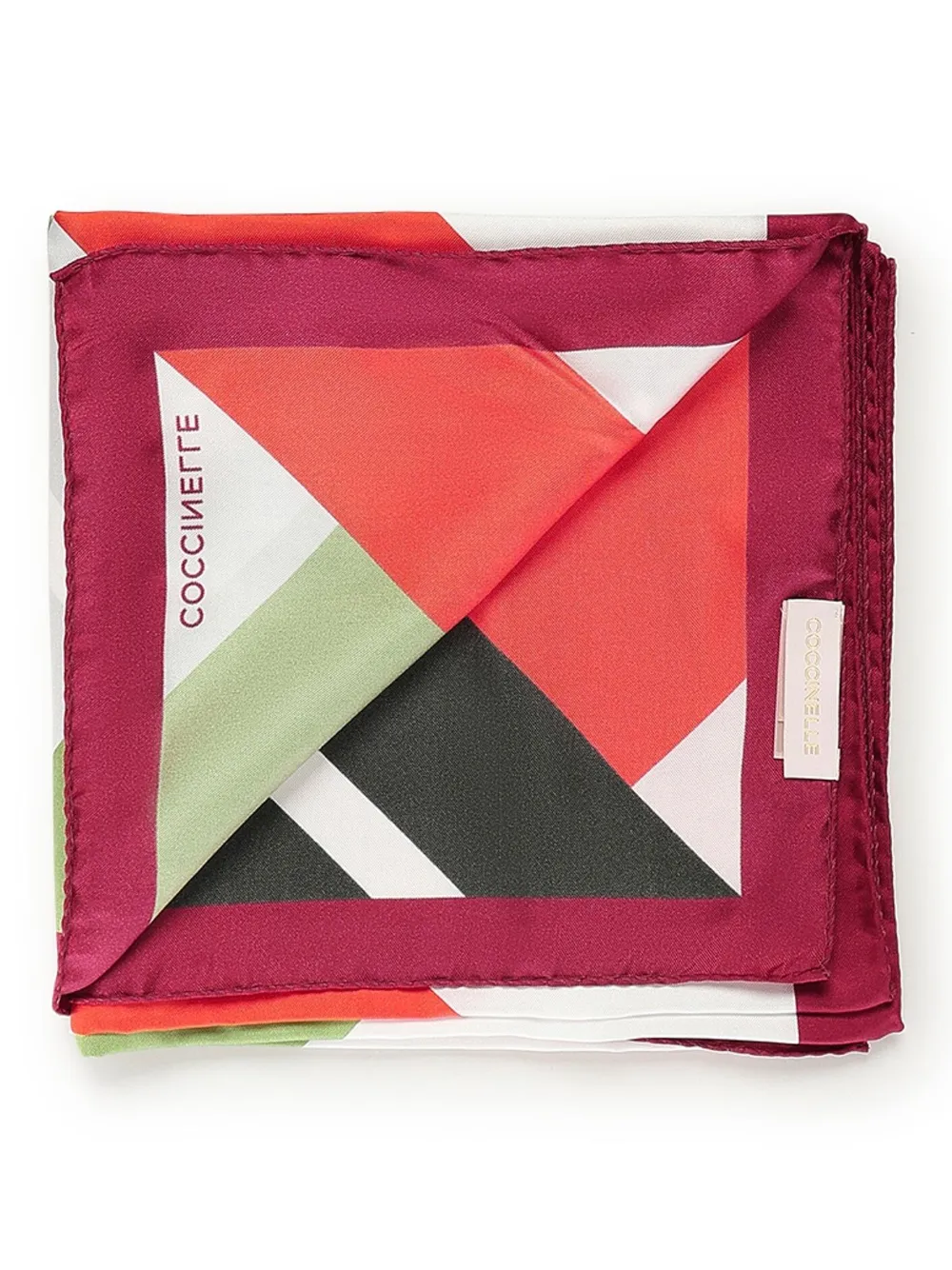 Coccinelle geometric-pattern silk scarf Rood