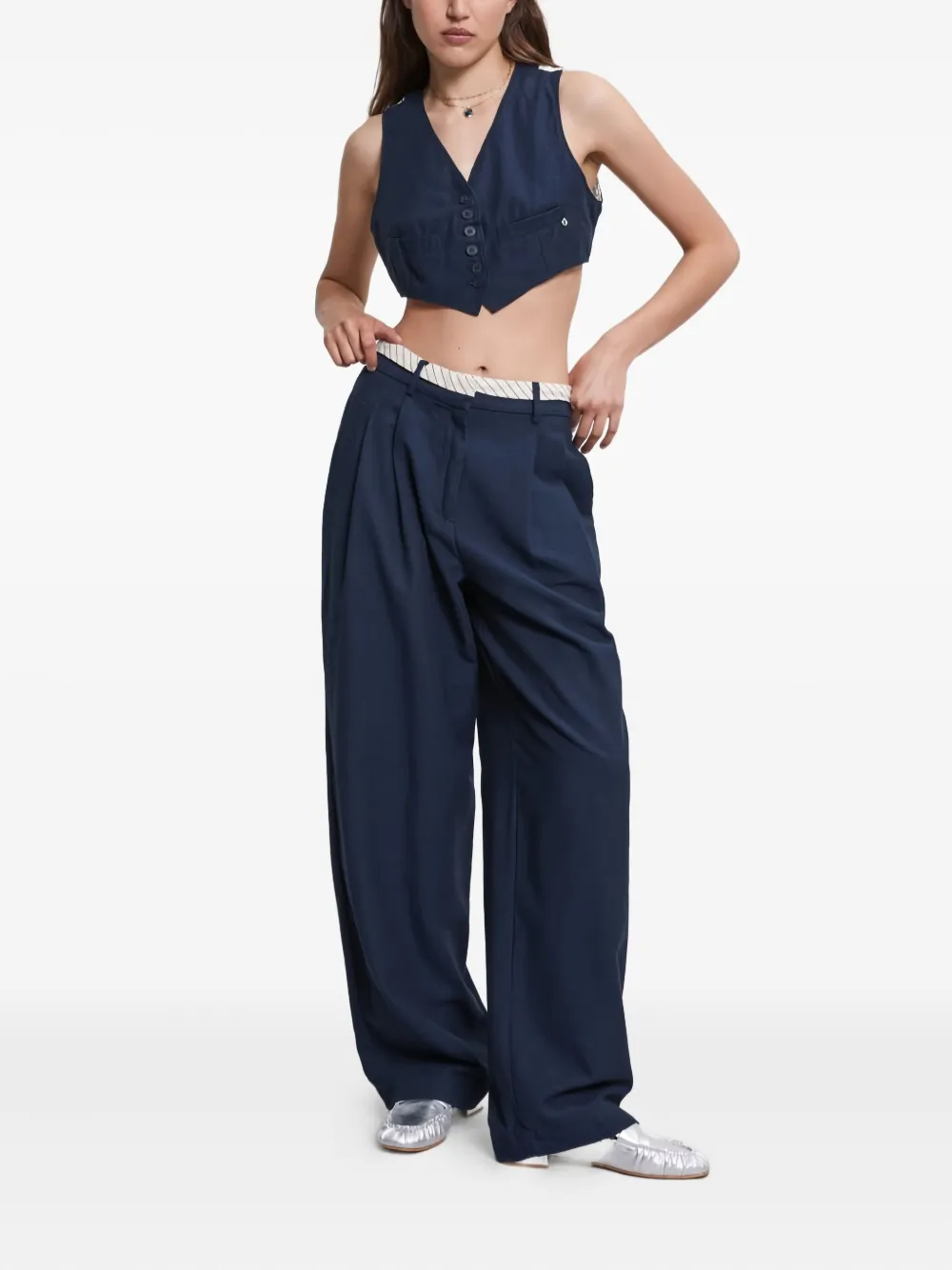 Ottod'Ame Broek met geplooide zak Blauw