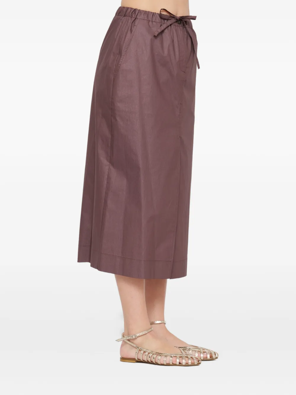 Ottod'ame Drawstring Side-split Midi Skirt In Brown