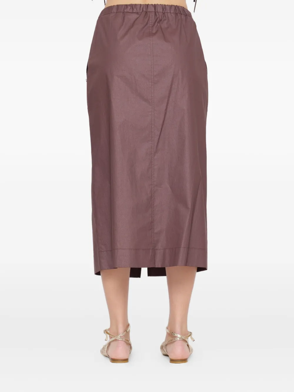 Ottod'ame Drawstring Side-split Midi Skirt In Brown