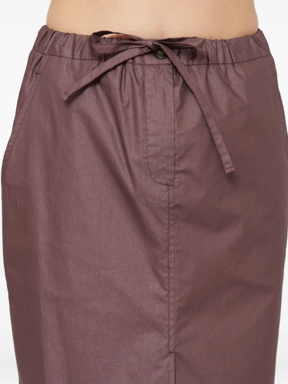Ottod'ame Drawstring Side-split Midi Skirt In Brown