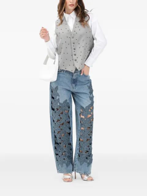 VICOLO embroidered cut-out jeans