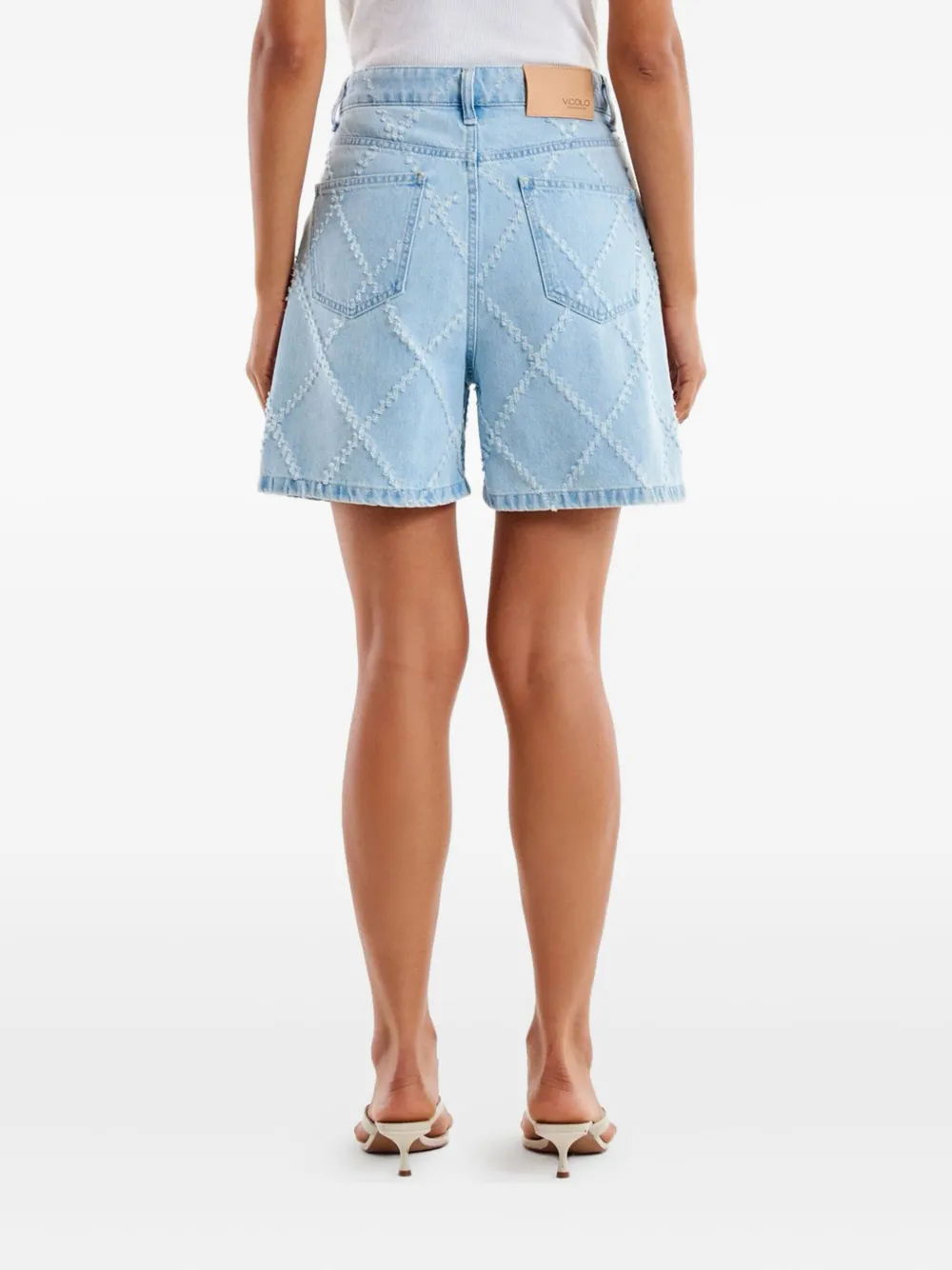 VICOLO Denim shorts met diamantvormige voering Blauw