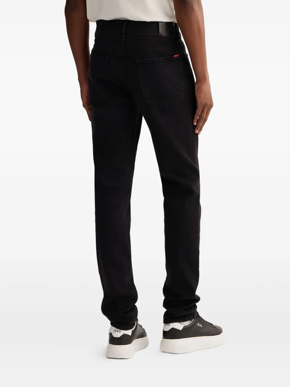 LIU JO logo-plaque straight-leg jeans Zwart
