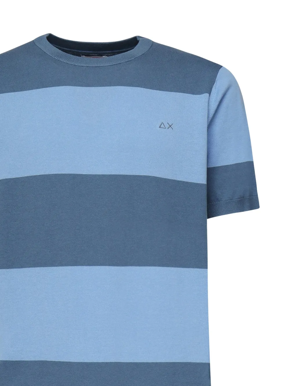 Sun68 Gestreept katoenen T-shirt Blauw