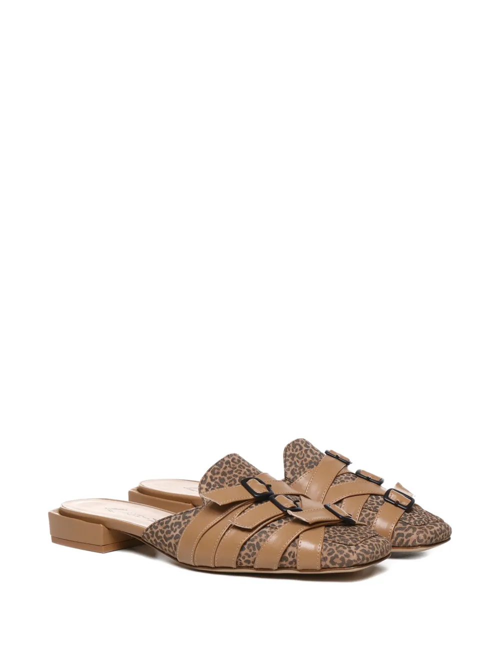 ALCHIMIA buckle-detail leopard-print mules Brown