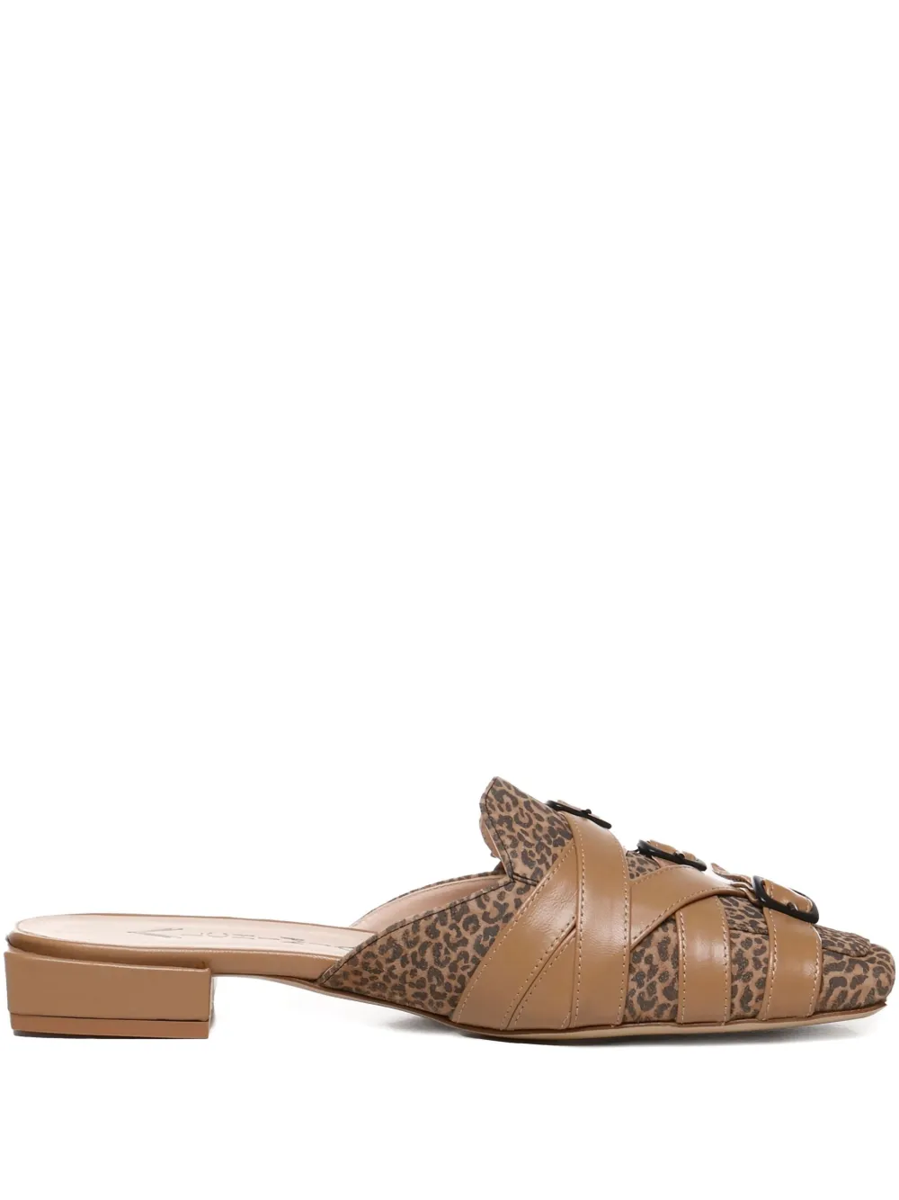 ALCHIMIA buckle-detail leopard-print mules Brown