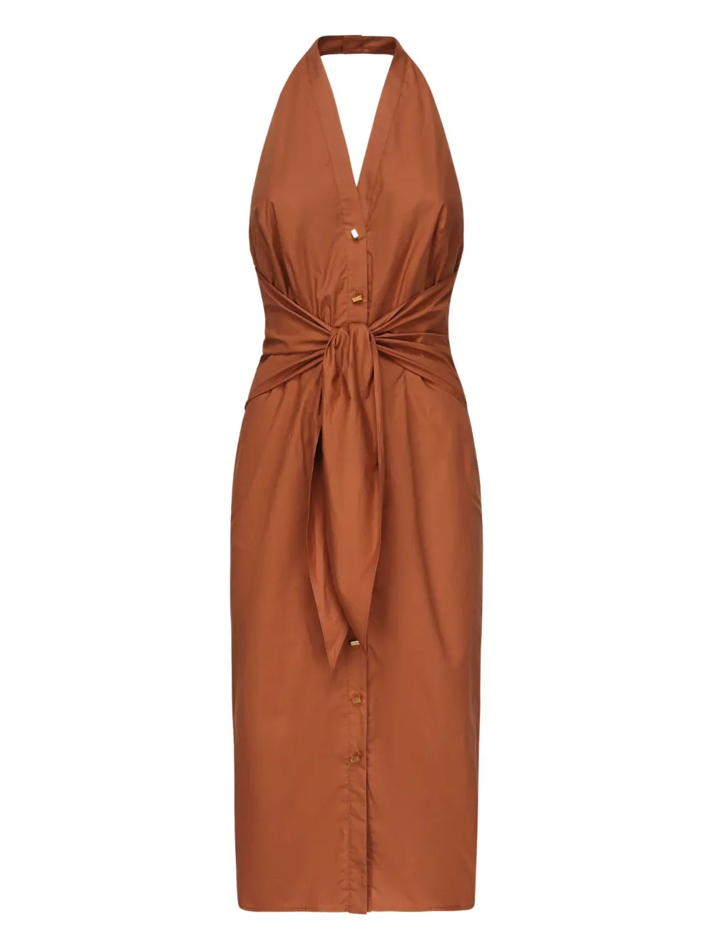 Marciano halterneck twisted-front midi dress | Brown | Image 1